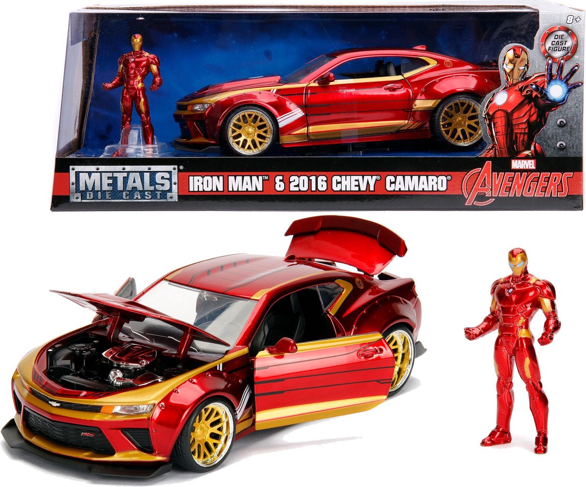 Top1Toys Jada auto Marvel Ironman 2016 Chevy Camaro SS 1:24 die cast - Rood