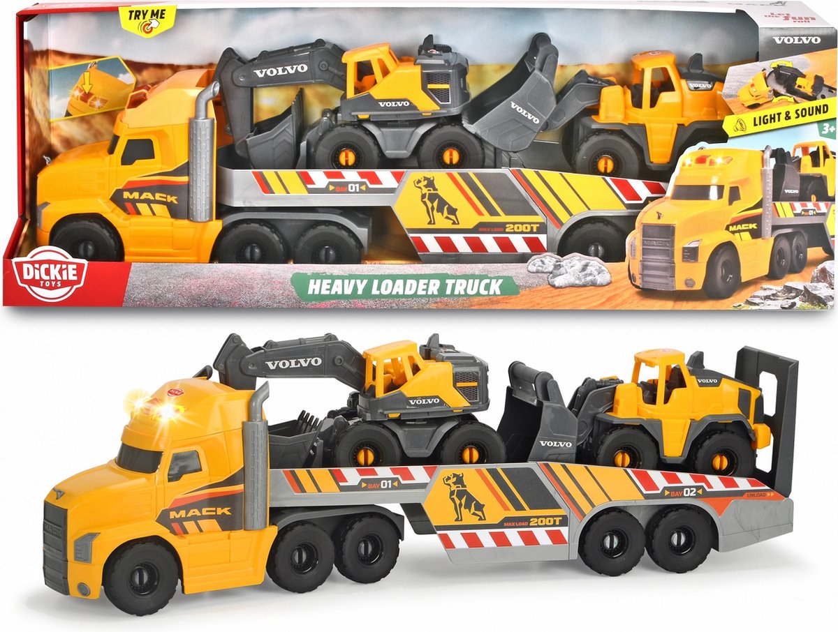 Dickie Toys autotransporter Heavy Loader jongens 70 cm geel