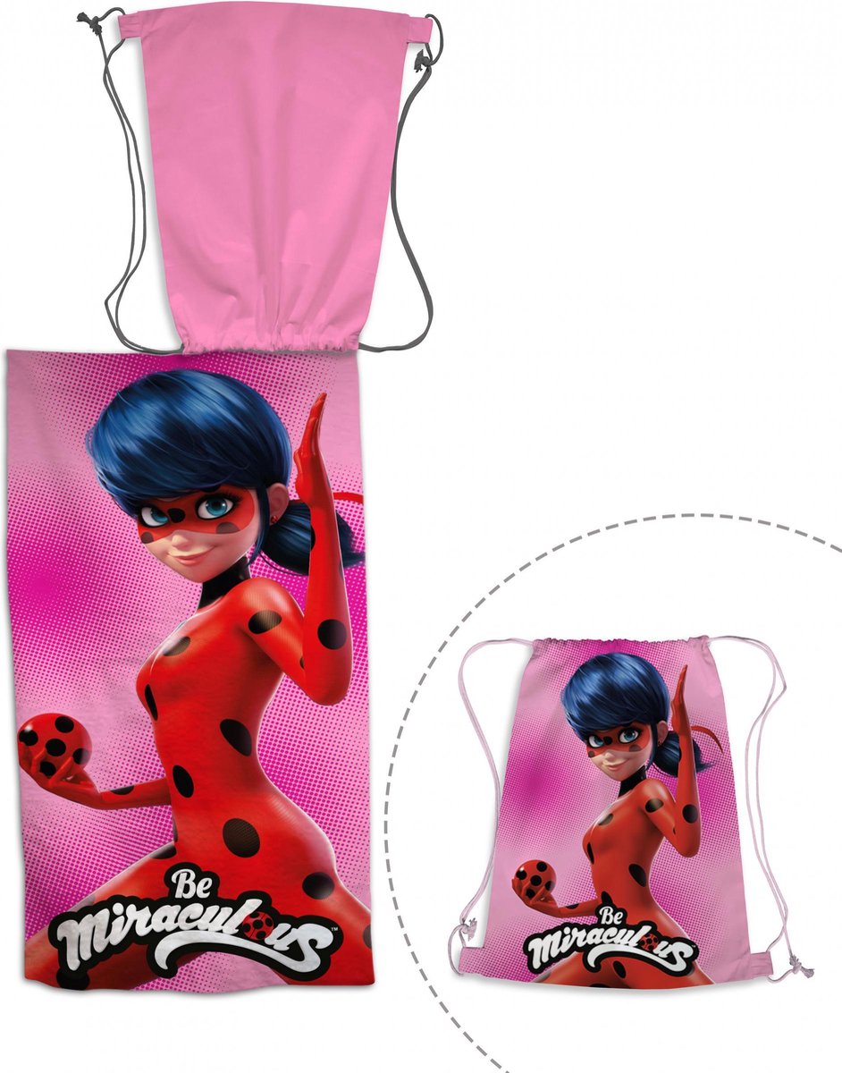 Disney strandlaken Miraculous junior 70 x 140 cm katoen - Roze
