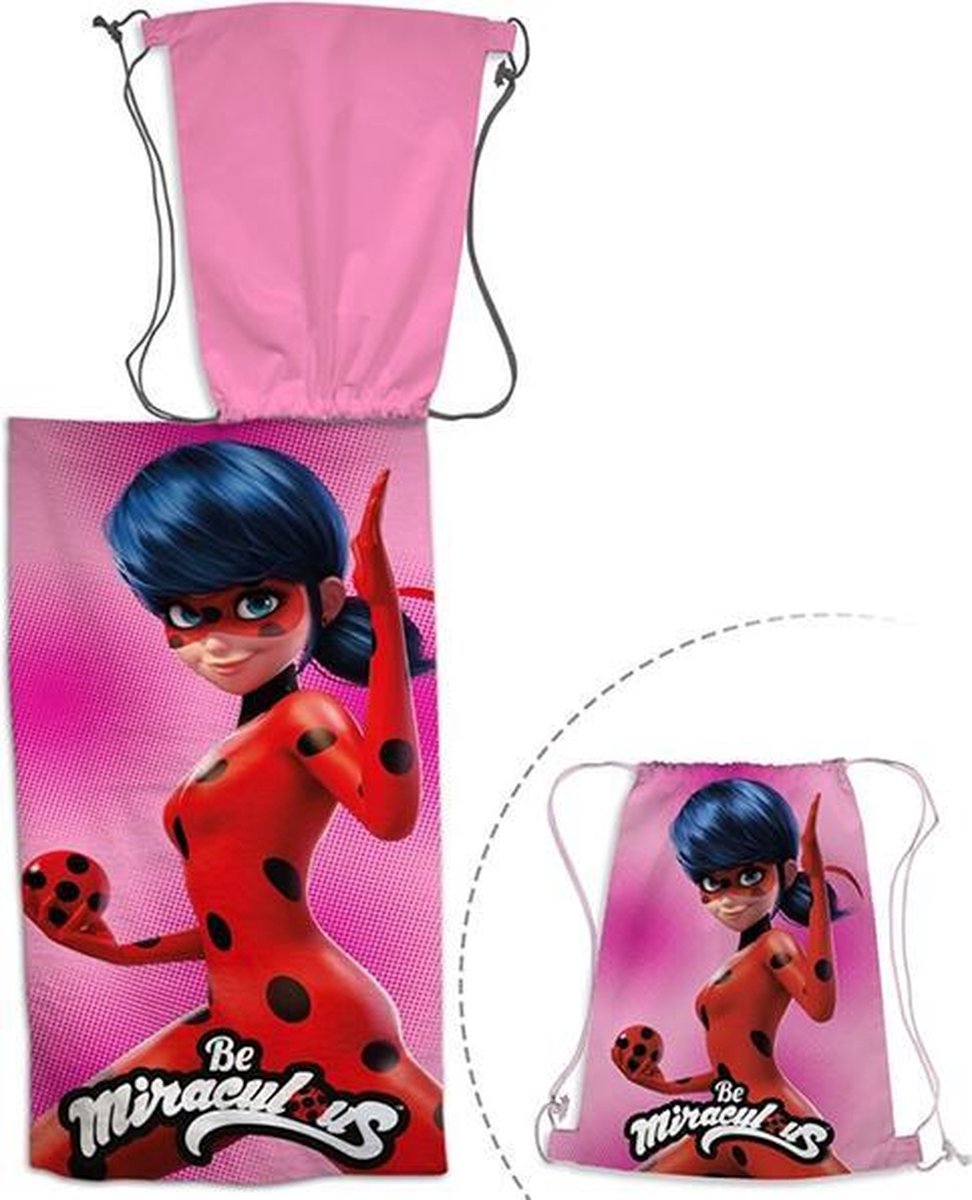 Disney strandlaken Miraculous junior 70 x 140 cm katoen - Roze