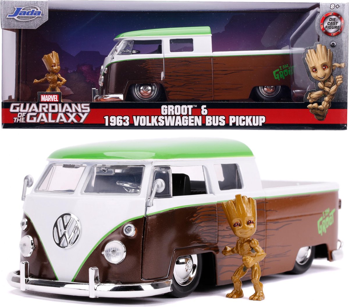 Top1Toys Jada Marvel Groot 1963 VW Bus Pickup 1:24 - Bruin