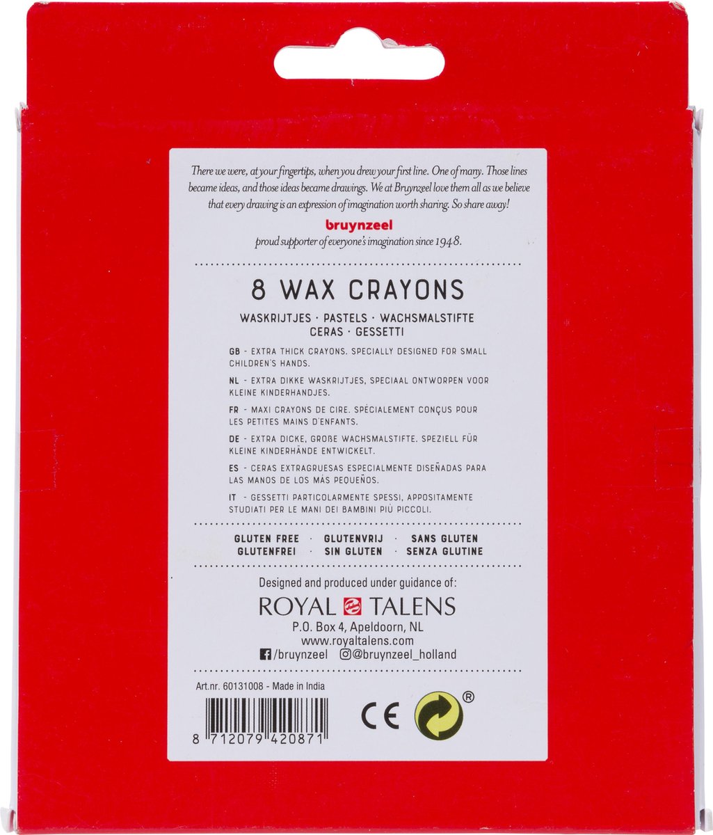 Bruynzeel waskrijtjes Kids 14 x 1,8 cm wax 8 stuks