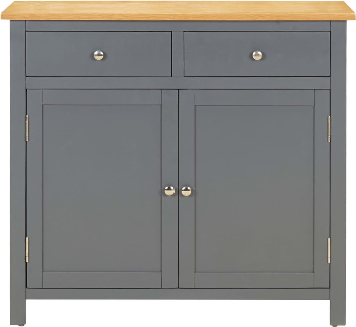 Vidaxl Dressoir 90x33,5x83 Cm Massief Eikenhout - Grijs