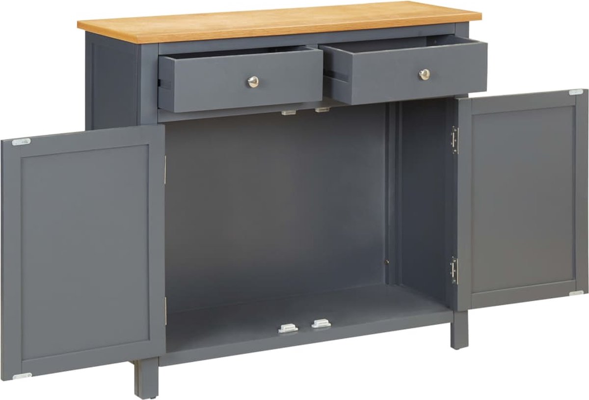 Vidaxl Dressoir 90x33,5x83 Cm Massief Eikenhout - Grijs