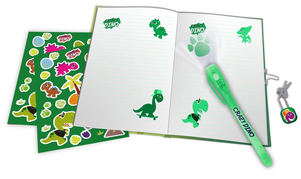 Kids Licensing dagboek met pen Crazy Dino 23 cm papier - Groen