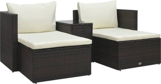 Vidaxl 5-delige Loungeset Met Kussens Poly Rattan - Marrón