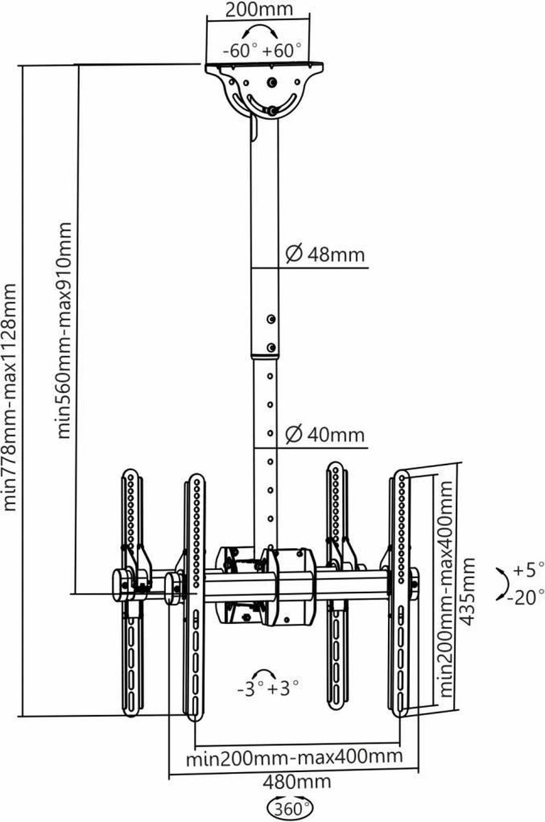NeoMounts BY NEWSTAR by Newstar NM-C440DBLACK (32-60") - Zwart