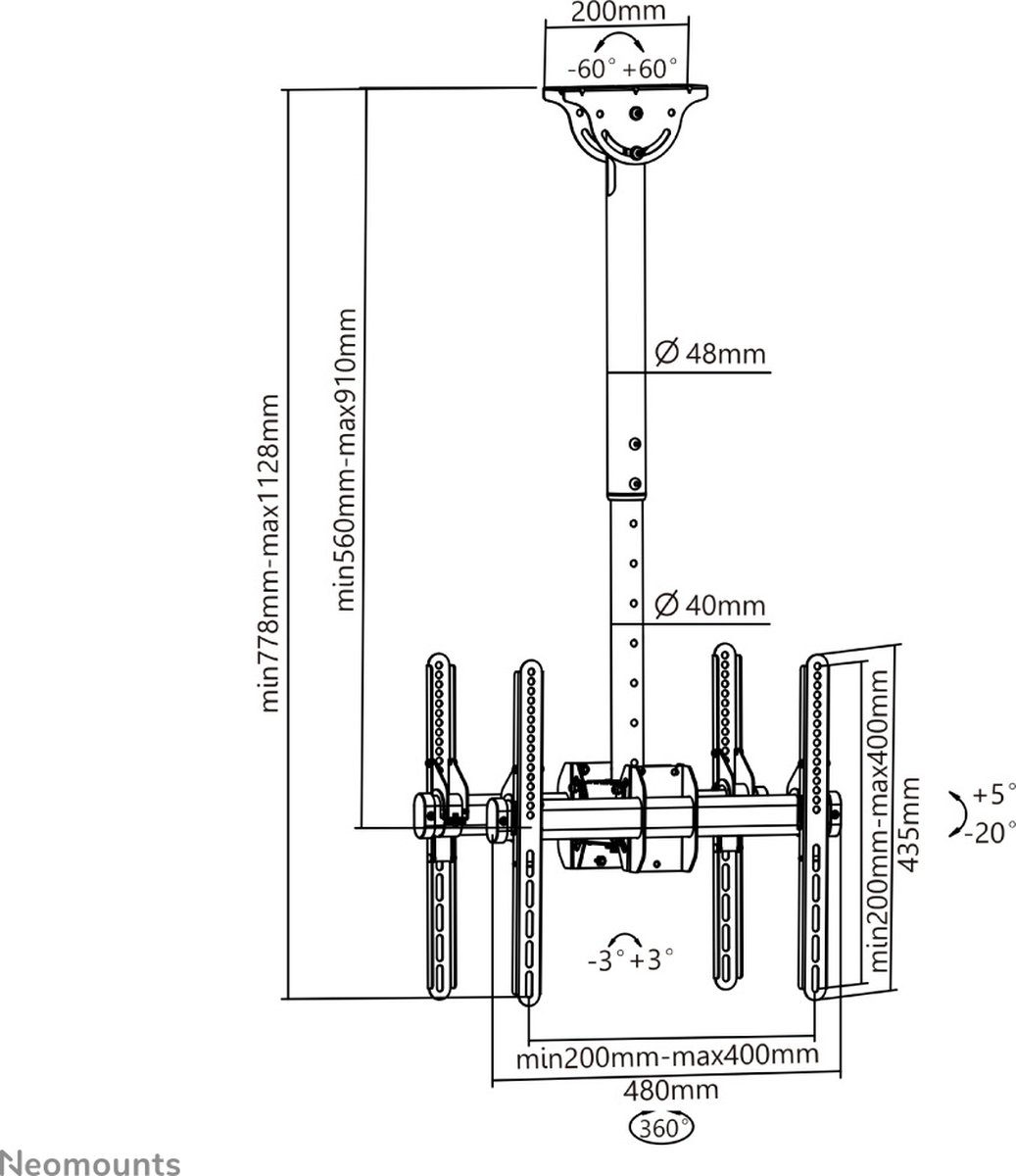 NeoMounts BY NEWSTAR by Newstar NM-C440DBLACK (32-60") - Zwart
