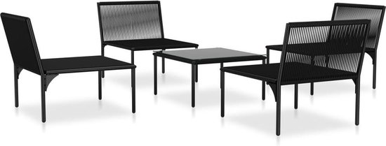 Vidaxl 5-delige Loungeset Met Kussens Pvc - Zwart