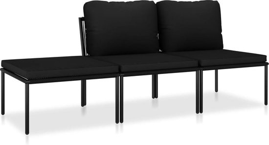 Vidaxl 3-delige Loungeset Met Kussens Pvc - Negro