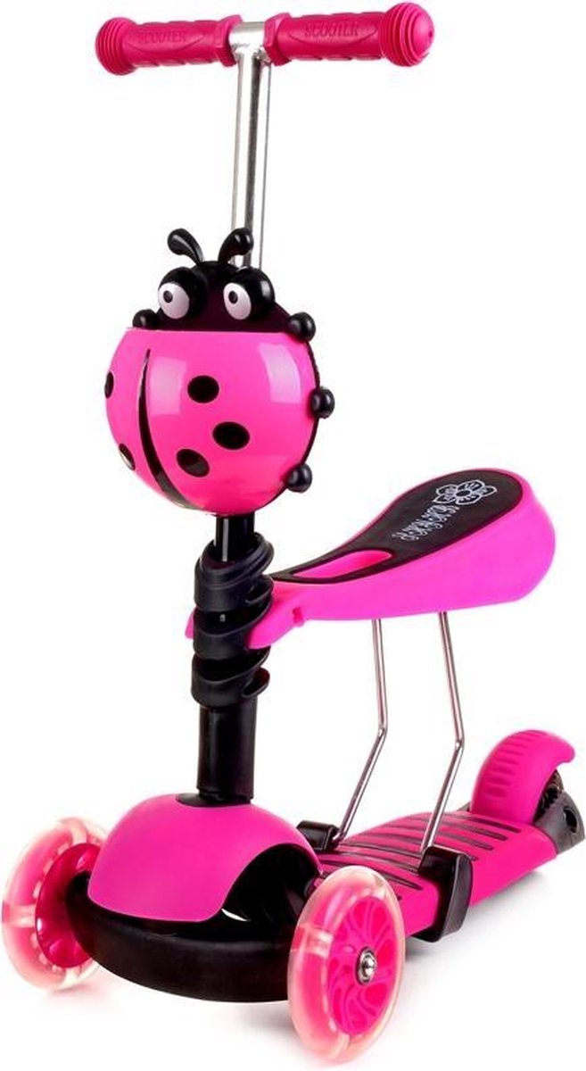 HA-MA TOOLS Mini Scooter - Zadel Step Met 3 Wielen - Driewieler - Led Wielen - - Roze