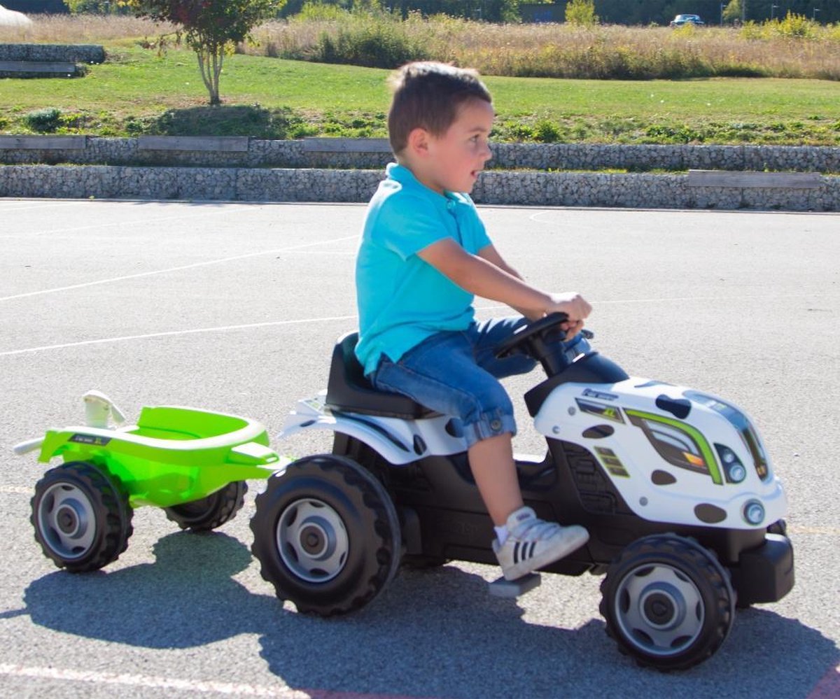 Smoby Kindertractor En Aanhanger Farmer Xl En - Wit