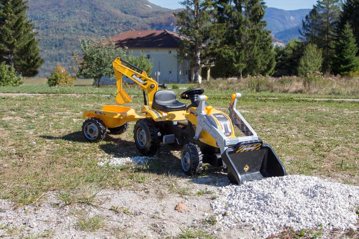 Smoby Kindertractor En Aanhanger Builder Max En - Geel