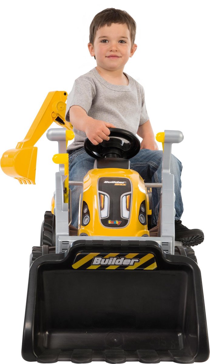 Smoby Kindertractor En Aanhanger Builder Max En - Geel