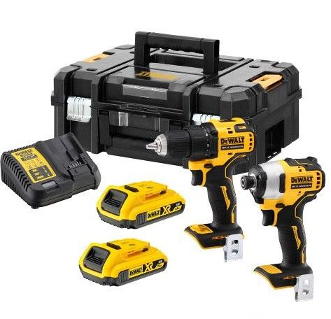 DeWalt DCK212D2T | Combiset | Schroef/boormachine DCD708 + slagschroevendraaier DCD809 | 18V XR | Brushless | 2x2.0Ah | in TSTAK