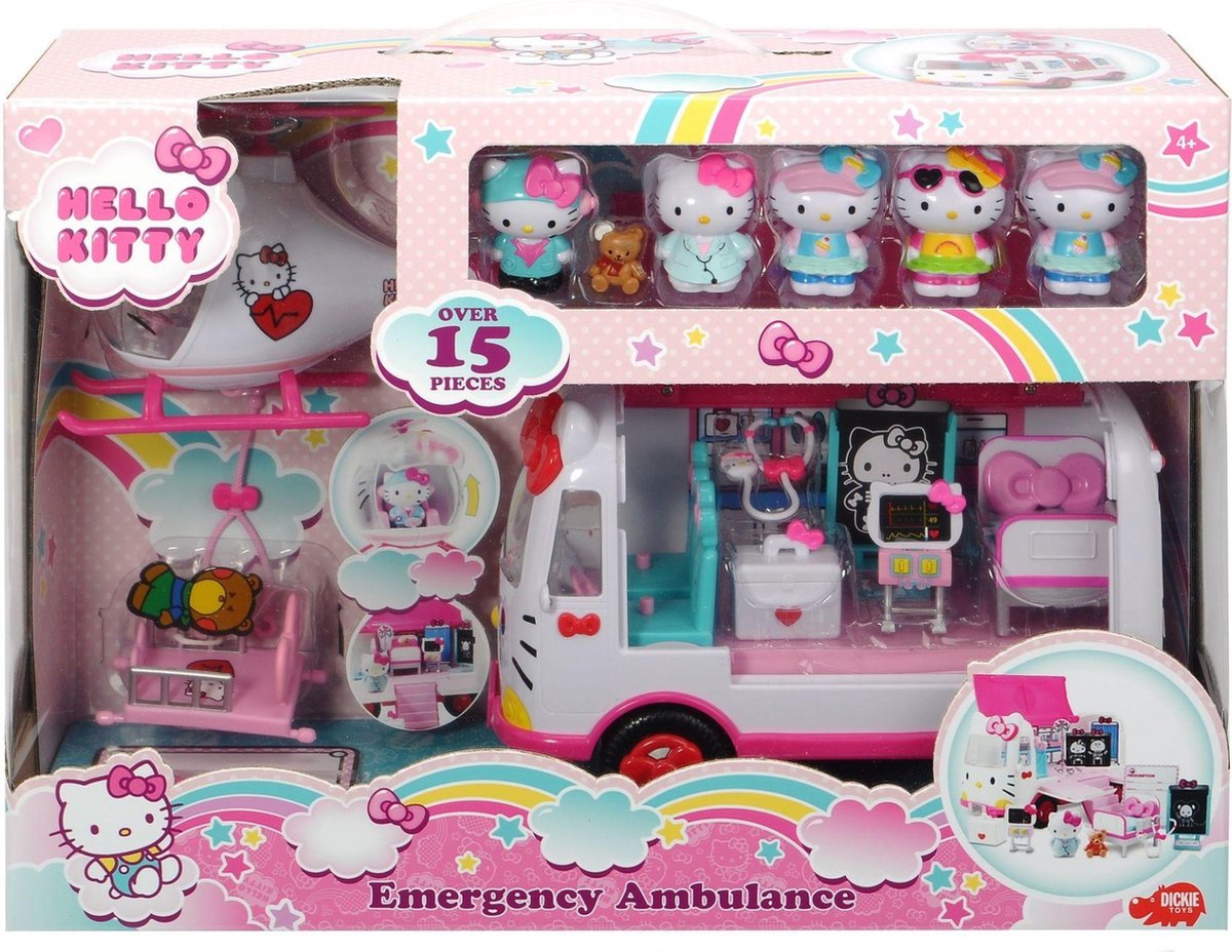 Simba Dickie Toys speelset Hello Kitty meisjes 22 x 15 cm wit/roze 21 delig