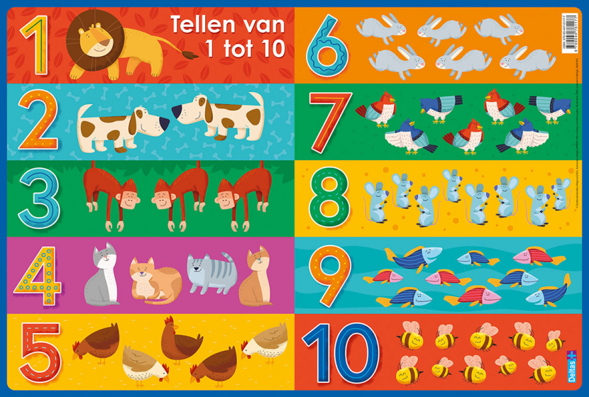 ZNU onderlegger Tellen van 1 tot 10 junior 47,5 x 32 cm PVC