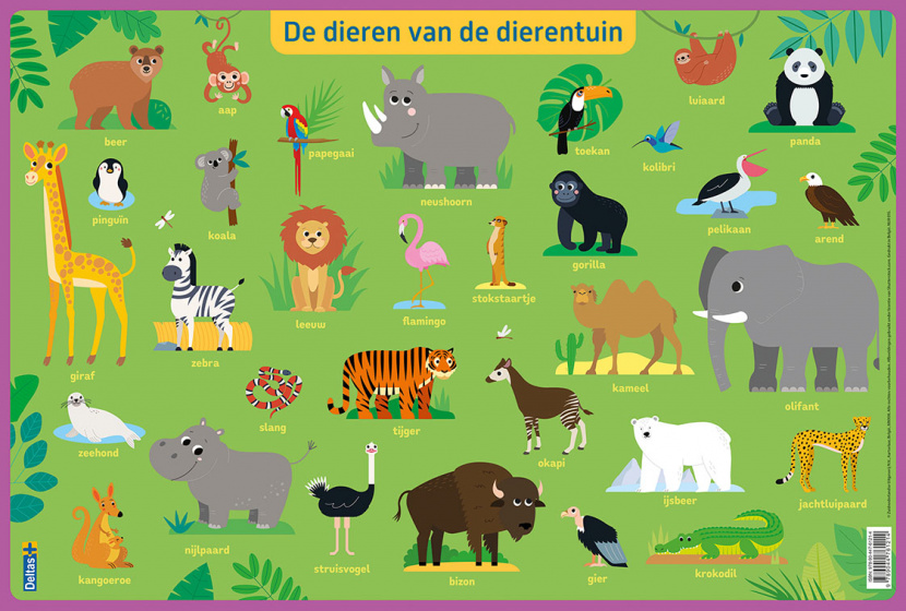 onderlegger De dierentuin junior 47,5 x 32 cm PVC