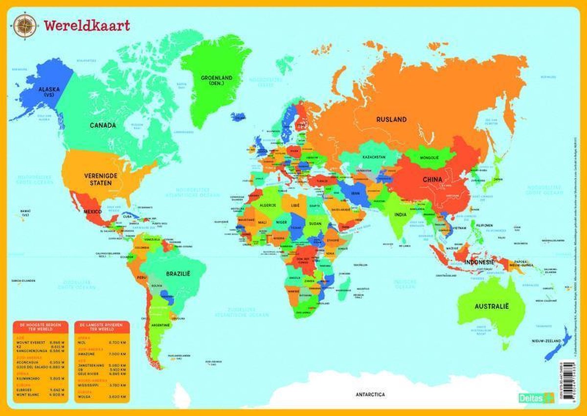 onderlegger De wereldkaart junior 43 x 30,5 cm PVC