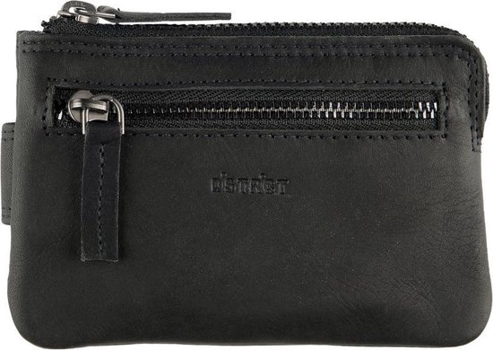 Dstrct Wax Lane Leren Sleuteltasje Portemonnee - Rfid - - Zwart