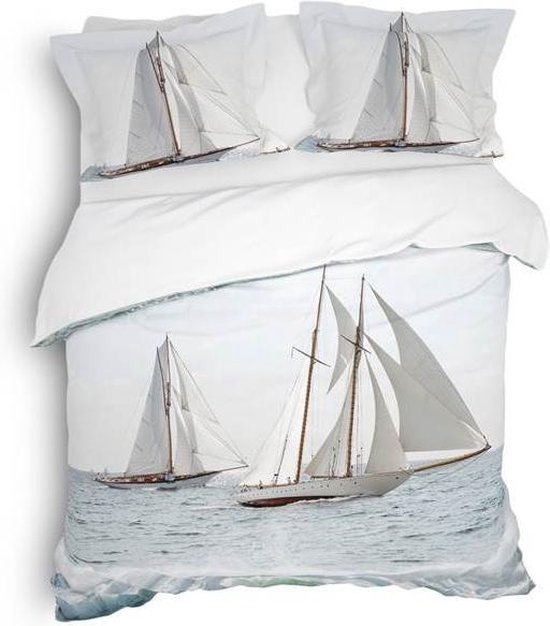 Heckett & Lane Dekbedovertrek Rivas - Wavy - 2-persoons 200x200/220 Cm - Blauw