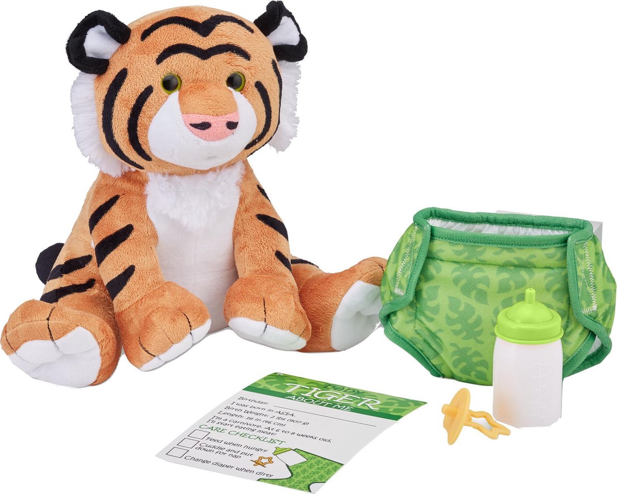 Melissa & Doug knuffel Baby Tiger 30 cm pluche 5 delig - Oranje