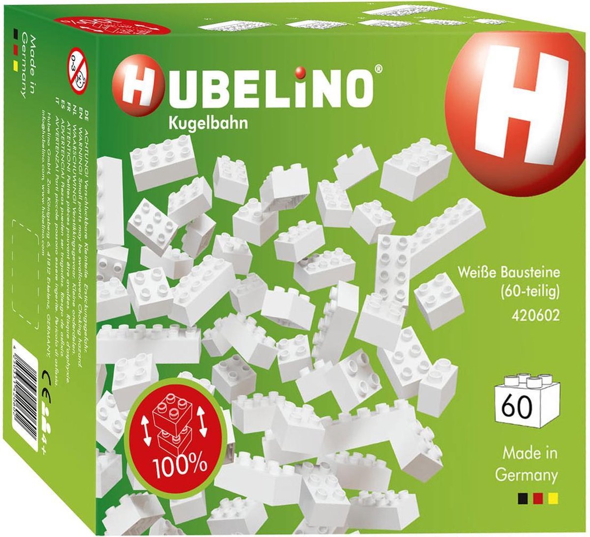 Hubelino bouwstenenset junior 24,5 x 21 cm 60 delig - Wit