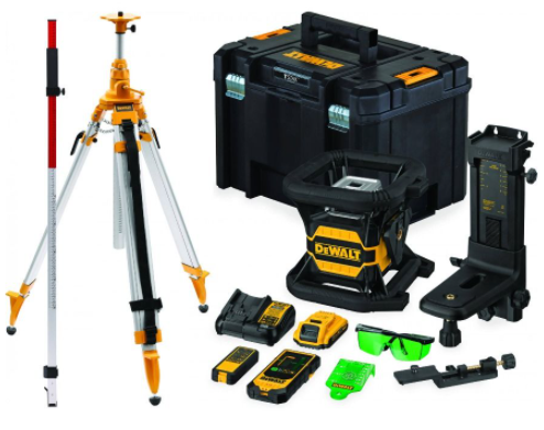 DeWalt DCE080D1GS-SET | roterende groene laser | 18V | 2.0Ah Li-Ion | Set | + DE0737 Meetlat + DE0735 statief