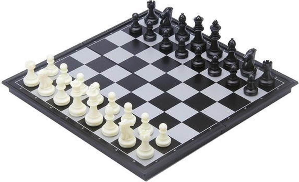 Engelhart reisspel backgammon/schaken 24 cm zwart/wit