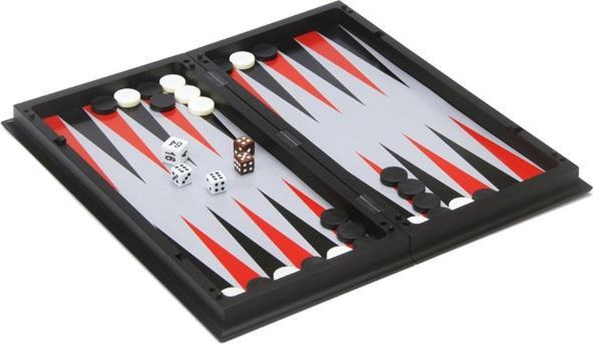 Engelhart reisspel backgammon/schaken 24 cm zwart/wit