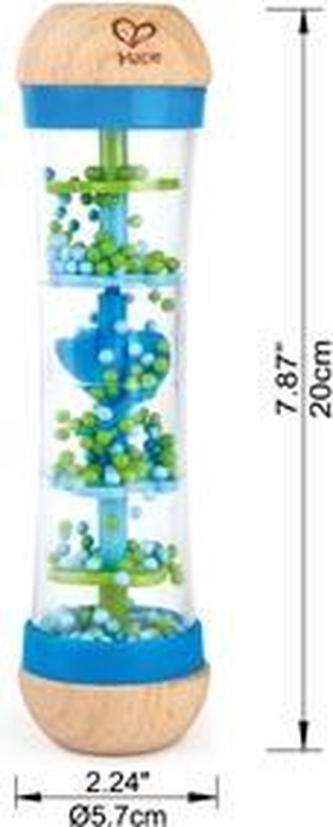 Hape rammelaar Regenmaker 5,7 x 5,7 x 20 cm - Blauw