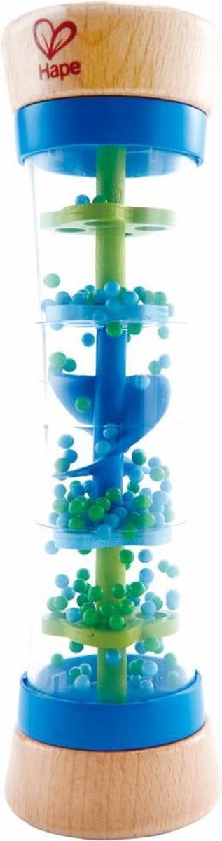 Hape rammelaar Regenmaker 5,7 x 5,7 x 20 cm - Blauw