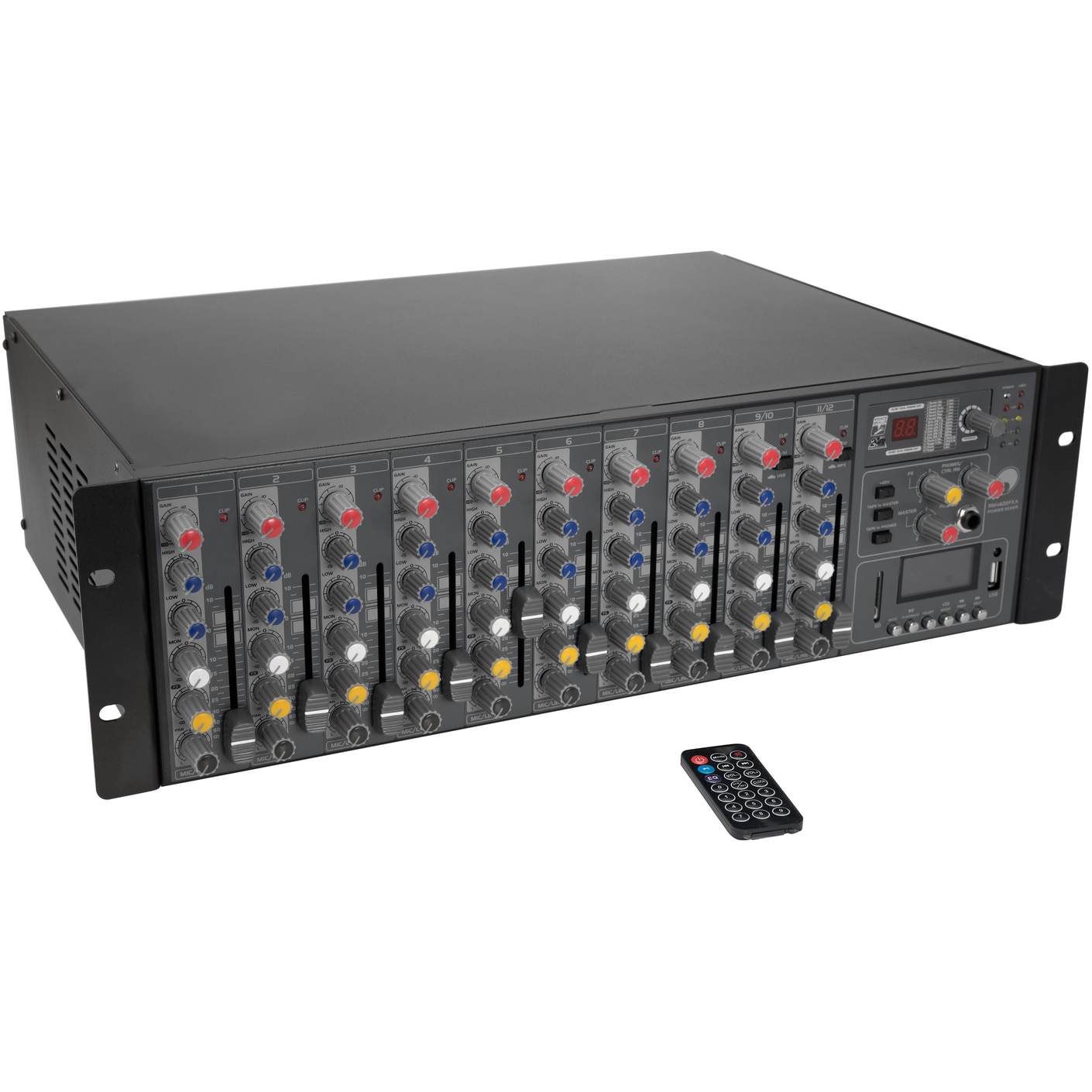 Omnitronic RM-1422FXA USB rack power mixer met Bluetooth en MP3-speler