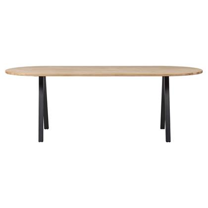 Woood Tablo Tafel Ovaal met 2-Standen Poot - Eiken/Metaal - 75x220x90 - Bruin