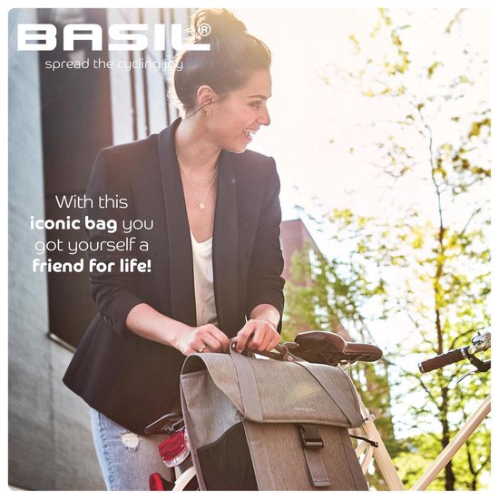 Basil Shopper Go Enkele Fietstas 16 Liter - Grijs