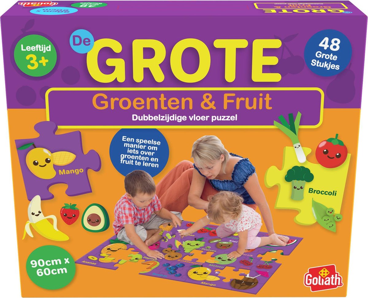 Goliath vloerpuzzel dubbelzijdig groenten & fruit 48 stukjes