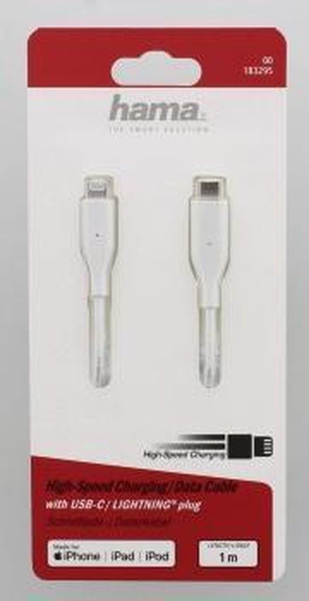 Hama 183295 Laadkabel USB-C naar Lightning 1m - Wit