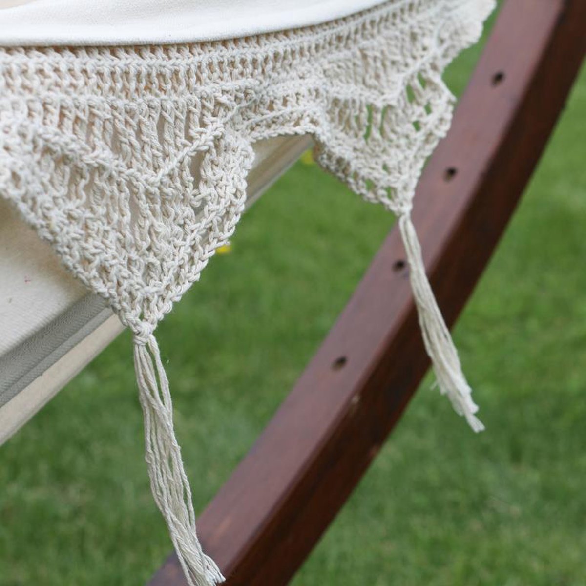 VIVERE Double Cotton Hangmat met Standaard - Wit