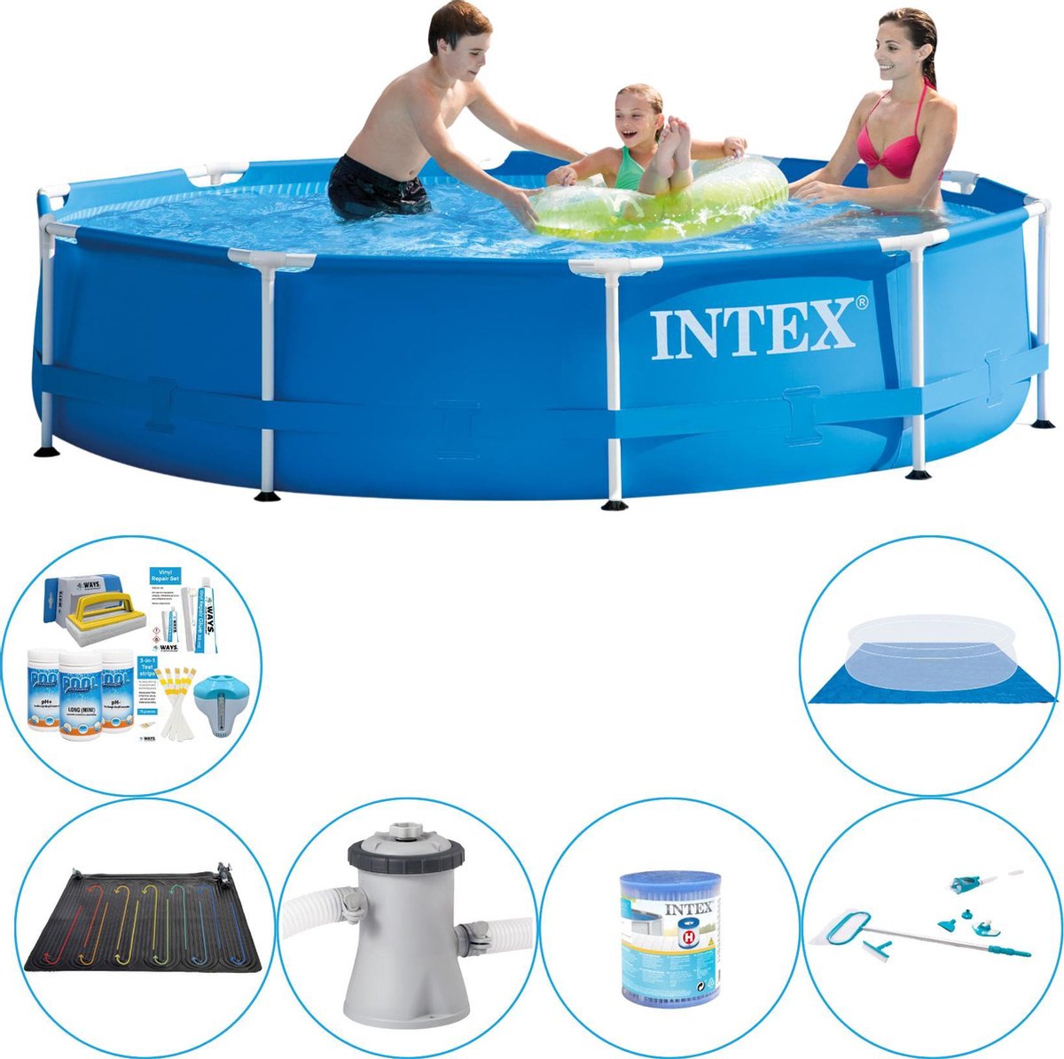 Intex Metal Frame Rond 305x76 Cm - 7-delig - Zwembad Set - Blauw