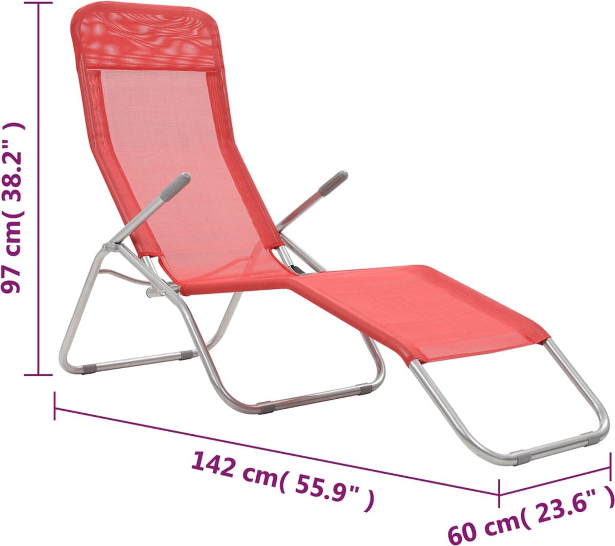 Vidaxl Ligbedden Inklapbaar 2 St Textileen - Rood