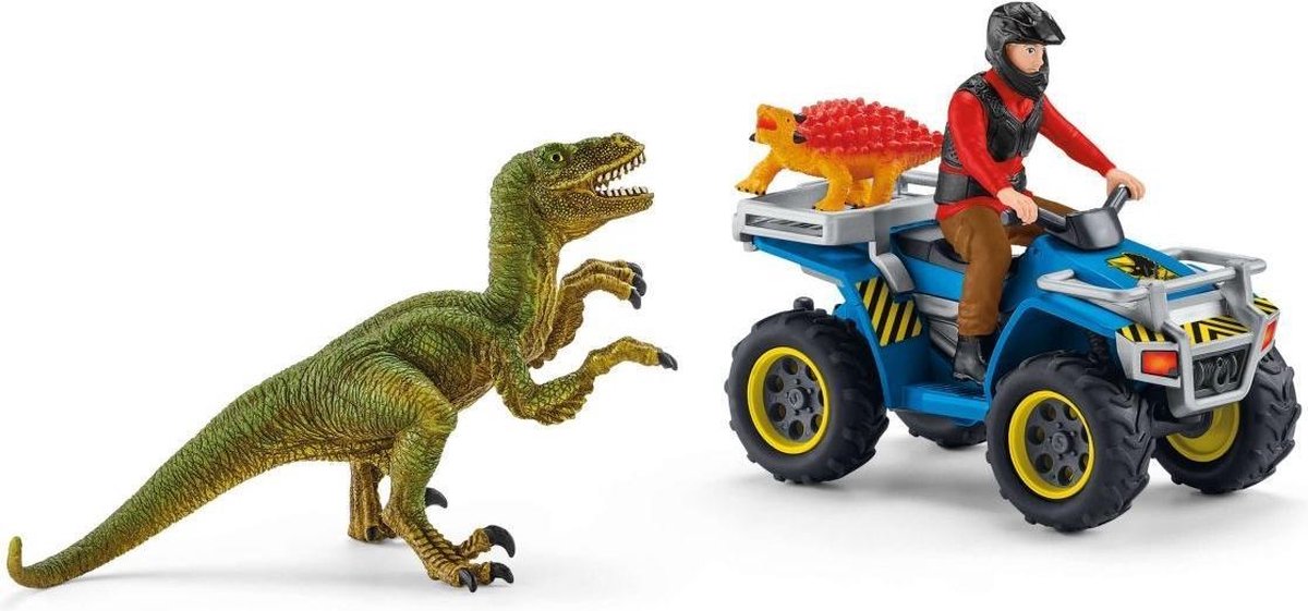 Schleich Dino's - Vlucht Van Velociraptor Op Quad 41466