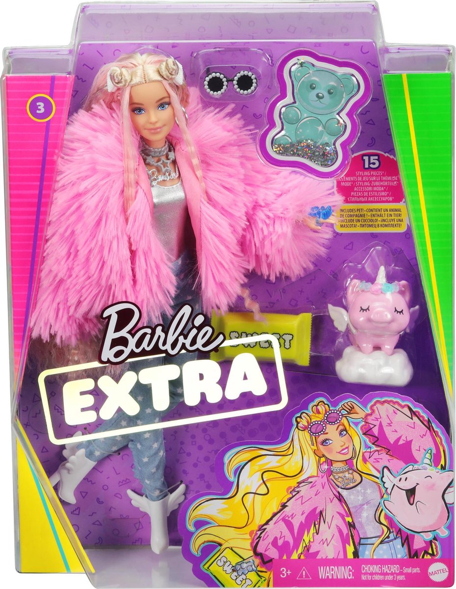 Barbie Extra Doll - Fluffy Pink Jacket - Roze