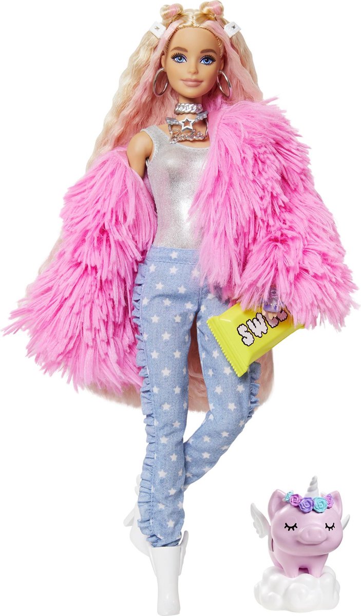 Barbie Extra Doll - Fluffy Pink Jacket - Roze