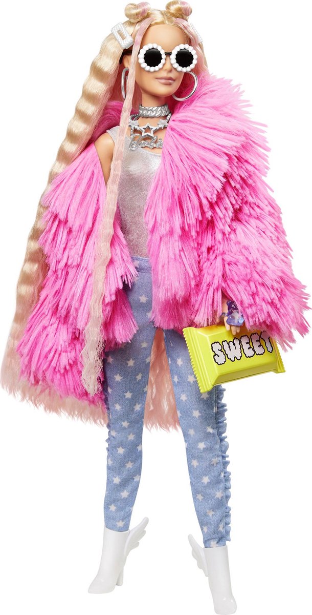 Barbie Extra Doll - Fluffy Pink Jacket - Roze