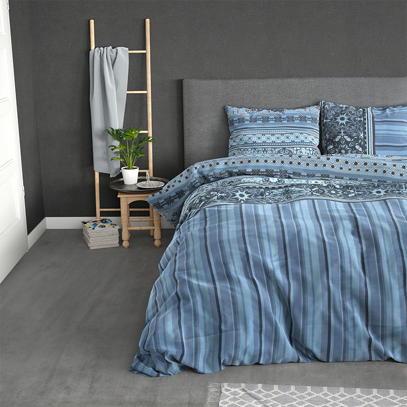 Sleeptime Mia - Lits-jumeaux (240 x 220 cm + 2 kussenslopen) Dekbedovertrek - Blauw