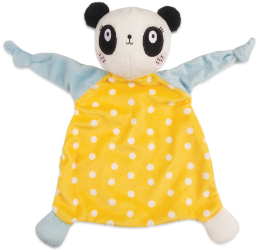 Lemon Ribbon knuffeldoekje panda 31,5 x 24,3 cm geel/lichtblauw