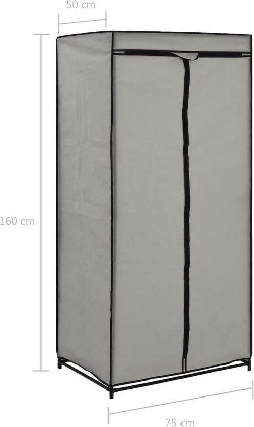 Vidaxl Kledingkast 75x50x160 Cm - Grijs