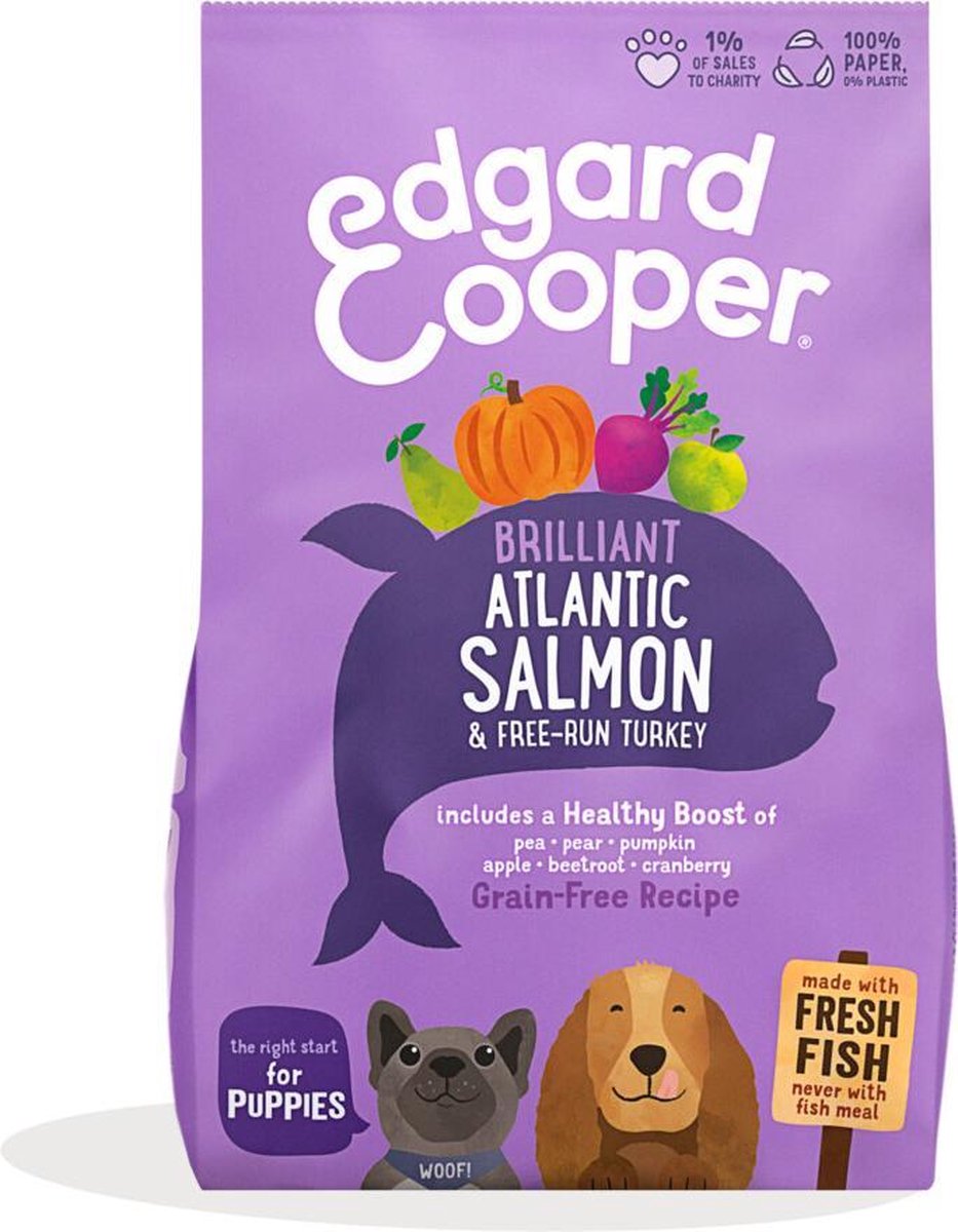 Edgard&Cooper Puppy Graanvrij Zalm&Kalkoen - Hondenvoer - 2.5 kg