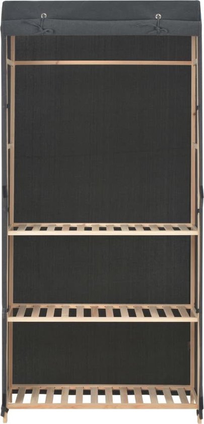 Vidaxl Kledingkast 3-laags 79x40x170 Cm Stof - Grijs