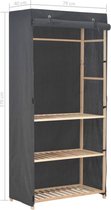 Vidaxl Kledingkast 3-laags 79x40x170 Cm Stof - Grijs
